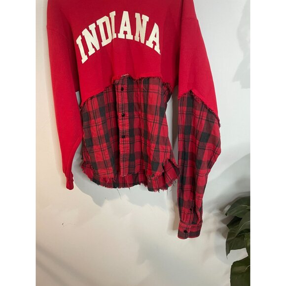 M.J. Soffe Indiana Hooded Sweatshirt With Plaid Flannel Bottom Size M - Picture 8 of 16